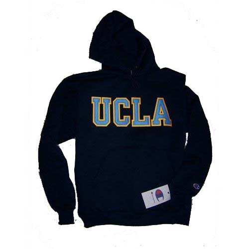 Navy Champion UCLA Bruins Hooded Sweatshirt wiith Sky Blue and Gold Stitched Lettering