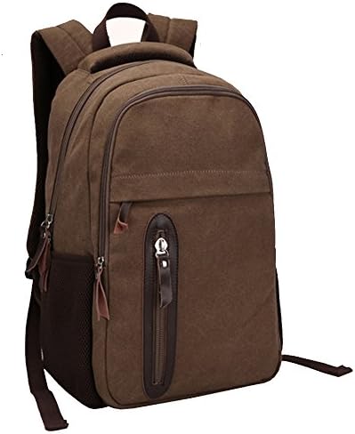 GTROAD Men Tonwhar Men Canvas Leather Backpack Rucksack Bookbag Satchel Hiking Shoulder Bag Messenger Bag