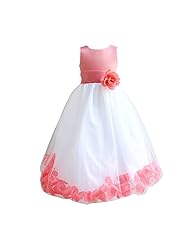 Girls Tea Length Flower-Girl Dress  With a Sash 