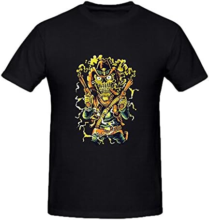 ShidaClo Men's Cartoon Skull T shirts Short Crew Black 3XL