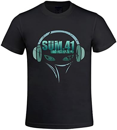 Ninoo Punk Rock Band Sum41 Logo Design Crew Neck T shirt for Men Black