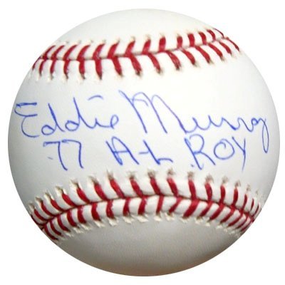 Eddie Murray Baltimore Orioles MLB Autographed/Hand Signed Official MLB Baseball with 77 AL ROY Insc