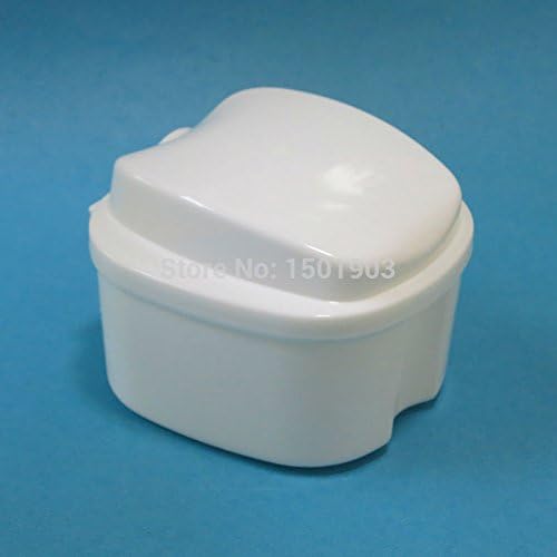Denture Bath Container with Basket Cleaning Tool Capable of Soaking a Complete Upper and Lower Denture White Color