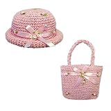 Little Girls Matching Crocheted Toyo Straw Hat and Purse ( 2 colors available - PINK or IVORY) NEW