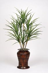 Artificial Dracena Floor Plant in Hammered Metal Planter