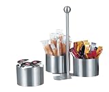 Esmeyer Snack- und Dip Set Boston 4-teilig / geb&uuml;rstetem Edelstahl / 18/10, 3 runde Schalen, Halterung magnetisch, im Fotokarton