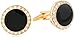 Stacy Adams Men's Round Cuff Link W/blk Enamel & Crystals