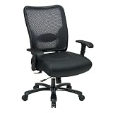 Office Star Mesh Back Big and Tall Ergonomic Chair with Leather Seat