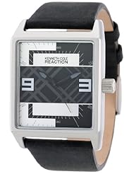 Kenneth Cole REACTION Unisex RK1277 Street Sport Silver Rectangle Brushed Case Analog Leather Strap Watch