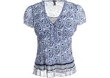 Plus Bay Studio Career Blue Border Print Crinkle Top