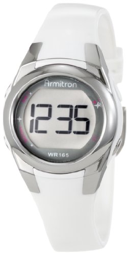 valentine Armitron Women\'s 45/7021WHT Silver-Tone and White Sparkle Digital Sport WatchB005I068JY
