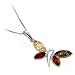 Multicolor Amber and Sterling Silver Butterfly Pendant, 18