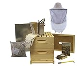 Bee Hive - 8 Frame Deluxe Beehive Starter Kit and Beekeeping Supplies - Perfect Hives for Beginners and Pros + FREE Lesson Book for New Beekeepers! Our Beekeeper Kits for Honey Bees are Easy-to-lift Wood Beehives with Quality Equipment - Boxes, Frames, Sm