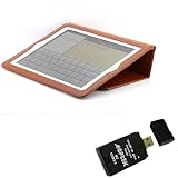 YOOBAO Brown Genuine Leather Slim Case Portfolio Case For Apple iPad 2 w/ AGPtek USB ALL in one card reader
