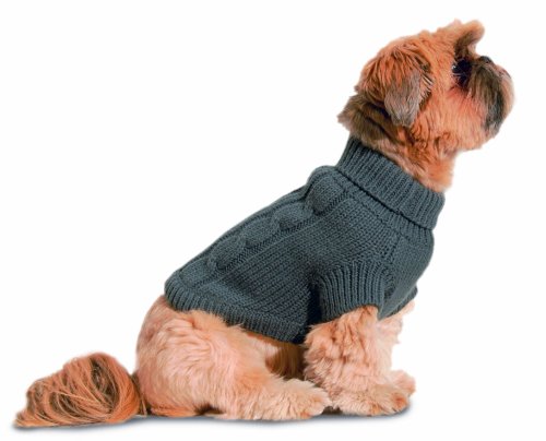 Dogs Kingdom DKROLPULG Rollkragenpullover mit Zopfmuster, grau, Gr. 20 cm R&uuml;ckenl&auml;nge Preisvergleich