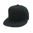 Plain Fitted Flat Bill Hat - Black