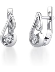 14k White Gold 0.15 Ctw Musical Note Diamonds Earrings
