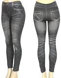 Footless Distressed Denim Look Leggings - (Choose from 3 Colors )