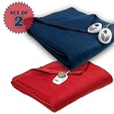 Sunbeam Imperial Nights Full size Heated Blanket, Set of 2, Clay Pot (red) - Marine.