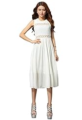 Petite Sleeveless Tank Cocktail Pleated Sheer Chiffon Summer Fit-and-Flare Evening Dress/Prom Dress/Party Dress/Midi Dress 