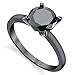 2 Carat Round Black Cubic Zirconia CZ Black Sterling Silver 925 Wedding Engagement Ring