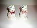 Shawnee Pottery Puss-n-Boots Salt and Pepper Shakers -- 3.25 tall cats -- blue trim and red bows