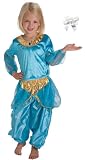 2 Item Bundle: Little Adventures Turquoise Arabian Jasmine Princess Dress Up Costume with Hair Bow-Girls Ages 1-3-Machine Washable!