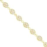 14K Two Tone Gold Our Lady of Guadalupe Fancy Link Bracelet 7