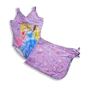 Disney Kids - Girls One Piece Princesses Bathing Suit Set, Purple