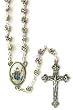 Metal Rosary with Clasp - Nino Atocha - 6mm Rose Shaped Beads - 18in. Chain - IMPORTED FROM ITALY
