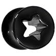 2 Gauge Black Acrylic Hollow Star Saddle Plug