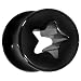 2 Gauge Black Acrylic Hollow Star Saddle Plug