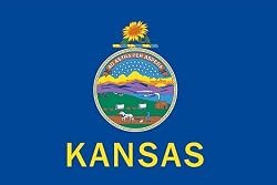 Valley Forge Nylon Kansas State Flag, measures 3-Foot x 5-Foot