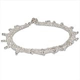 Girlfriend Gifts Indian Anklets Silver Foot Jewelry Pair 10 inches (sanklt070)