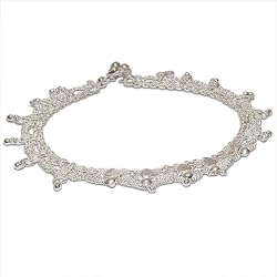 Girlfriend Gifts Indian Anklets Silver Foot Jewelry Pair 10 inches (sanklt070)
