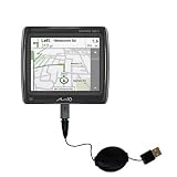 Retractable USB Cable for the Mio Navman Spirit 300 with Power Hot Sync and Charge capabilities - uses Gomadic TipExchange Technology