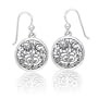 Ancient Tree of Life with Sun and Moon Symbol Round Filigree Sterling Silver Earrings