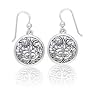 Ancient Tree of Life with Sun and Moon Symbol Round Filigree Sterling Silver Earrings