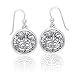 Ancient Tree of Life with Sun and Moon Symbol Round Filigree Sterling Silver Earrings