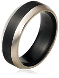 Black Titanium 8mm Wedding Band w/ Graduated Edges, Size 10