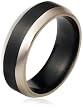 Black Titanium 8mm Wedding Band Ring with Graduated Edges, Size 9