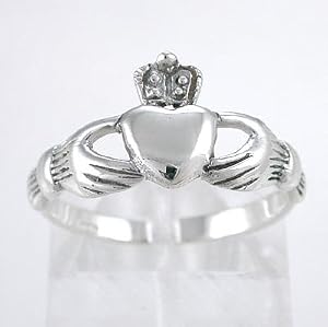Irish Friendship & Love Celtic Claddagh Ring in Sterling Silver in sizes 5, 6, 7, 8 and 9, #8935
