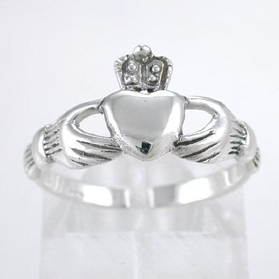 Irish Friendship & Love Celtic Claddagh Ring in Sterling Silver in sizes 5  6  7  8 and 9  #8935