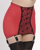 Legs11.. Longline Vintage Style 6 Strap Power Mesh Girdles (LARGE, RED)
