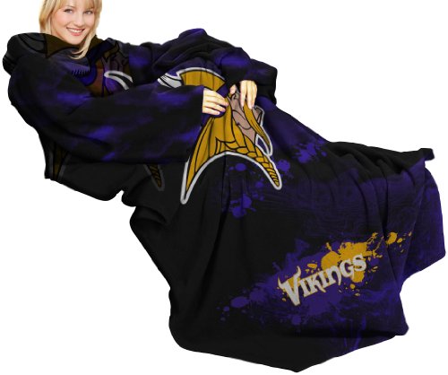 NFL Minnesota Vikings Adult Comfy Throw, Officially Licensed Blanket with Sleeves by Northwest, 