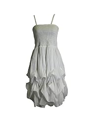 Spaghetti Strap Bubble Dress Shirred Cotton Summer  Dress