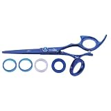 Shark Fin Hair Shears Professional Line Titanium Right Handed Swivel Blue Shear 5.5 Inches + Bella Via Hair Glitz Shimmering Hair Tinsel the Hottest Trend in Hair Accessories