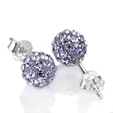Clous doreille en cristal de Swarovski 8MM - Boucles dOreille Serties De Plus De 70 Cristaux Swarovski En Argent 925 Avec Poinçon - Lavande 8MM
