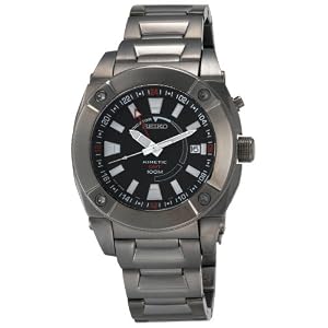 Seiko Men’s SUN007 Kinetic GMT Black Ion Watch