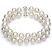 La Regis Jewelry Sterling Silver 2-rows White Freshwater Cultured Pearl Bracelet secured with Tube Clasp